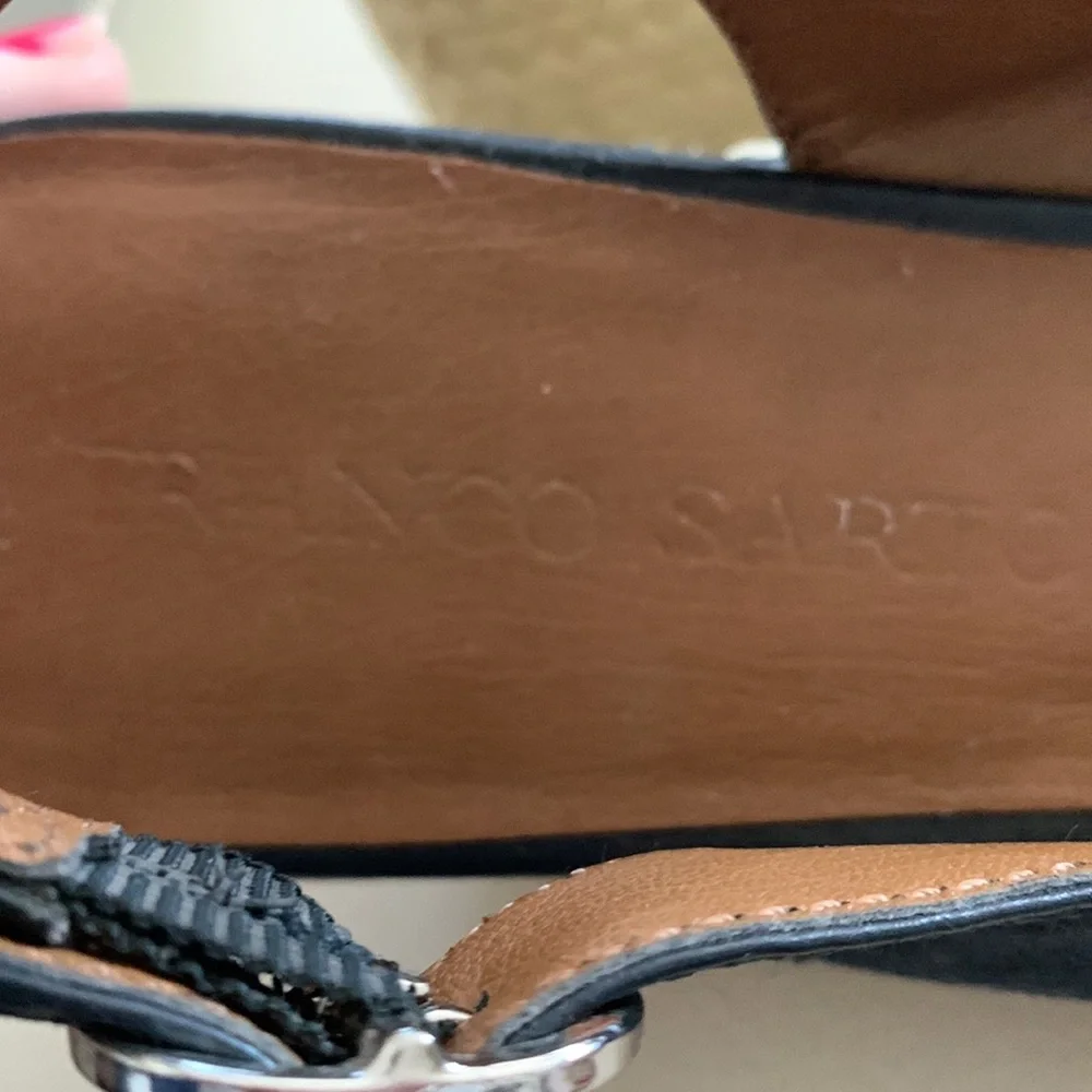 Franco Sarto Espadrilles 9 Navy Floral Feminine Wedges Stacked Heel Sandals